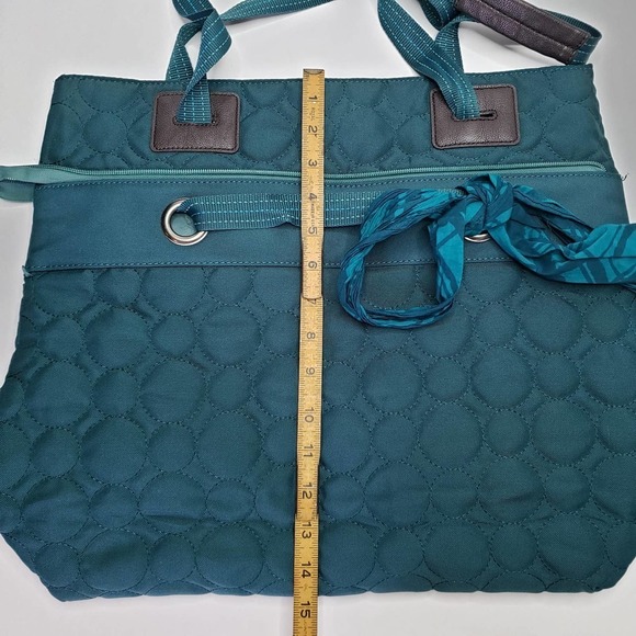 Thirty One Vary You Versatile Bag Tote Teal Blue Quilted Dots - Picture 8 of 10